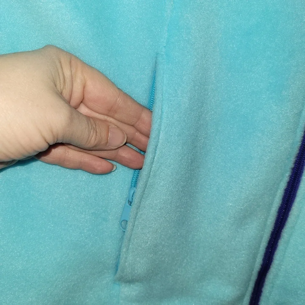Columbia Benton Springs Fleece‎ Jacket Girls 14/16 Blue Full Zip Hiking WG6376
